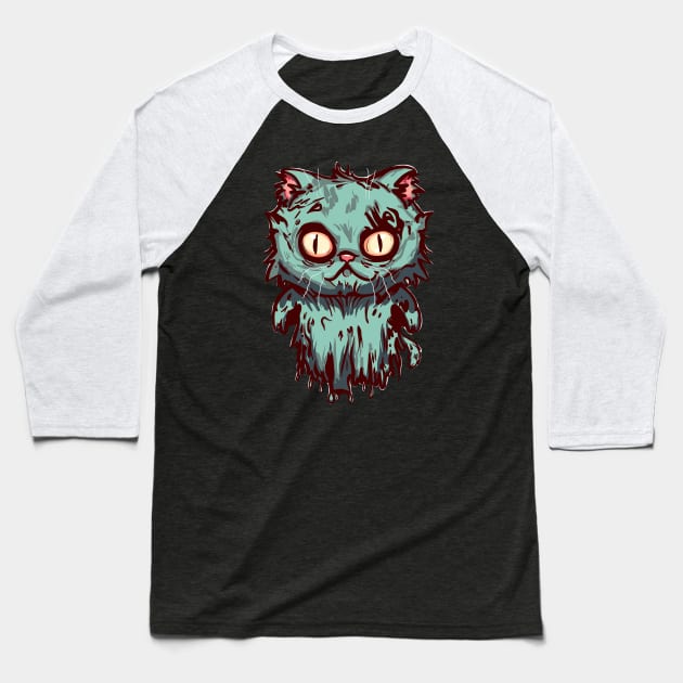 Zombie Ghost Cat (no text) Baseball T-Shirt by KilkennyCat Art